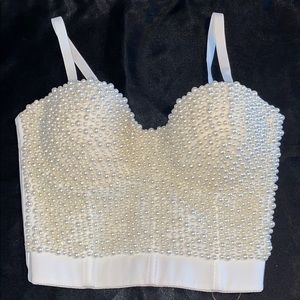 White pearl Bustier top
